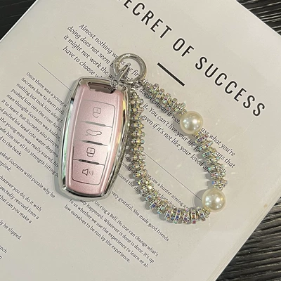 Red Rabbit H8 Key Shell Case, Car key bag - haval-a-model-4-button-quicksand-pink-diamond-encrusted-pearl-chain-silver