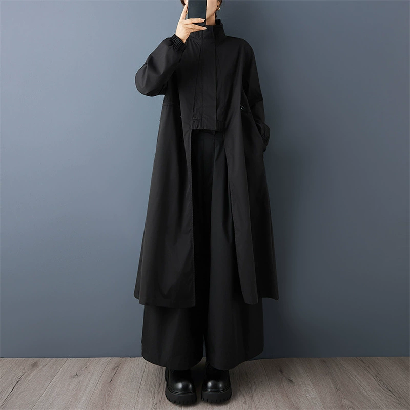 Парадная дизайнерская trench coat с молнией, модная куртка, тренд сезона, оверсайз, шнуровка, облегающий