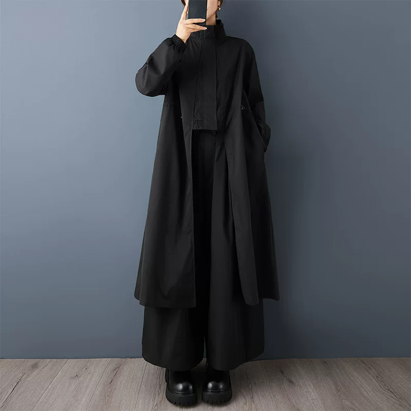 Парадная дизайнерская trench coat с молнией, модная куртка, тренд сезона, оверсайз, шнуровка, облегающий
