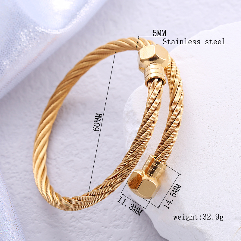1 Piece Quantity Wholesale Punk Solid Color Stainless Steel 18k Gold Plated Bangle