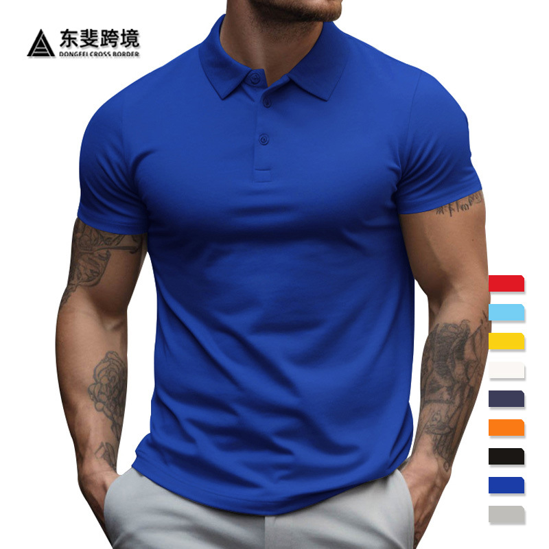 Camiseta de manga corta con cuello para hombre, estilo veraniego nuevo de Temu2026, talla grande holgada, color liso, tipo polo.