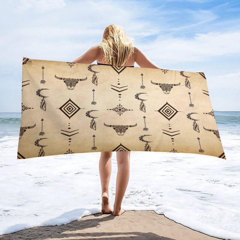 Aztec Beach Towel Country West Tribal Bullhead Bone Horn Ethnic Aztec Cow Pattern Swimming Pool Aztec Beach Towel Country West Tribal Bullhead Bone Horn Ethnic Aztec Cow Pattern Swimming Pool