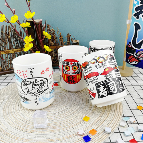 Japanese-style and wind sushi cup soup swallow cup Japanese food store Fuji mountain tea cup household tea brewing ceramic mug host cup