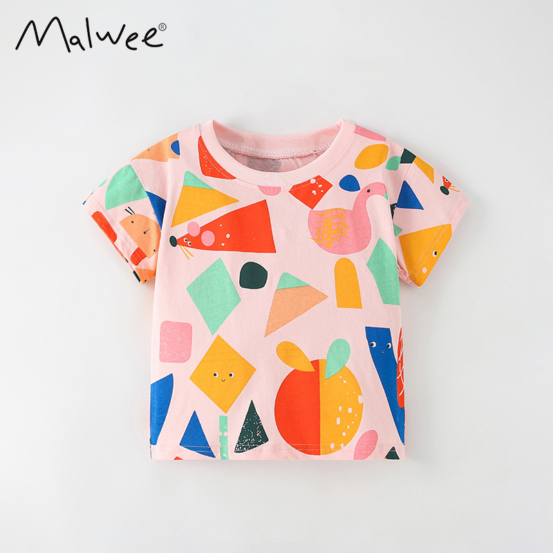 Cruce fronterizo malwee camiseta infantil de verano nuevo estilo europeo y americano para niños de media edad cuello redondo camiseta casual de manga corta