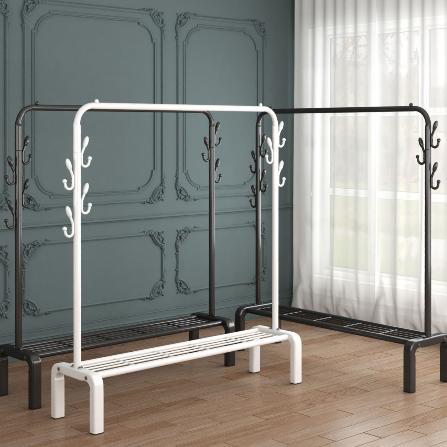 Household Simple Floor-Standing Foldableing Clothes Drying Rack Bedroom Bedside Indoor Clothes Drying Rod Clothes Hanger Balcony Clothes Drying Rack