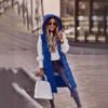 Colored long down jacket with hood, keep warm cardigan, vest, 2023, European style