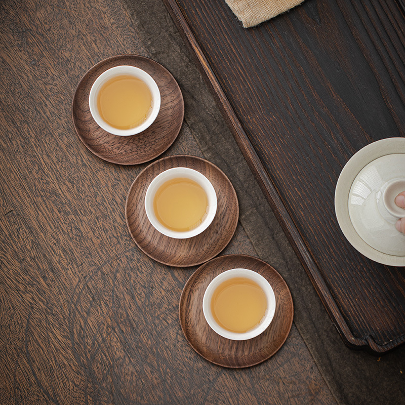 Posavasos de madera de nogal negro bandeja de taza de madera bandeja de té estera de té taza de té almohadilla de aislamiento juego de té de Kung Fu ceremonia del té Accesorios