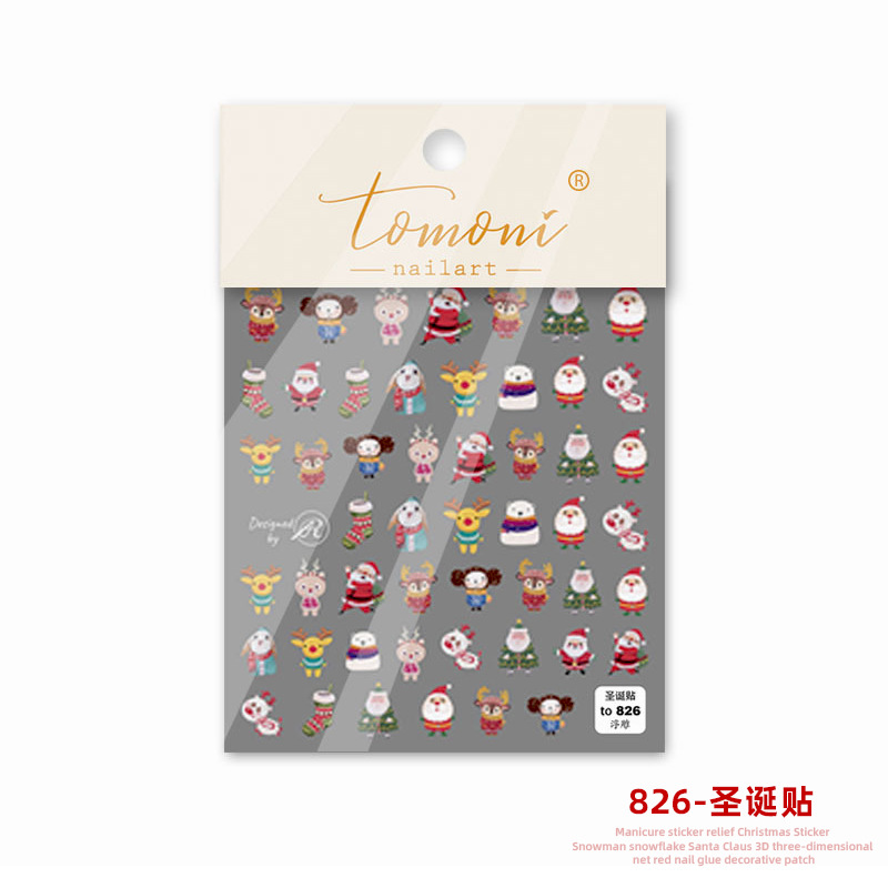 Japonés Navidad uñas 2022 nuevo lindo Halloween Año Nuevo muñeco de nieve ELK copo de nieve alivio invierno estilo