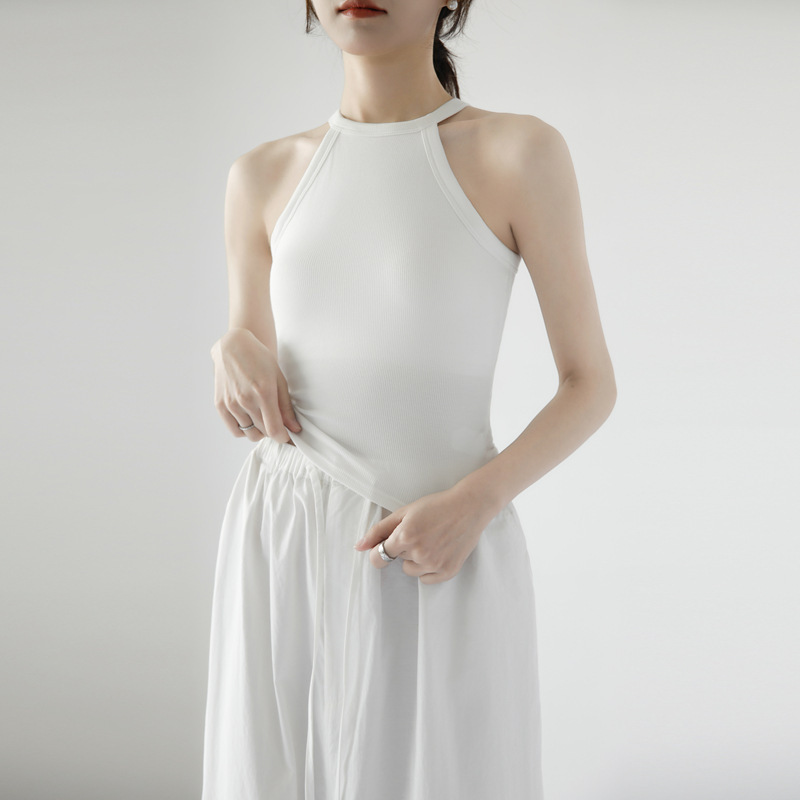 ブラジャー付き、胸パッド、ホルターネック、キャミソール、美しいデザイン、外でも内でも着用可能、ブラジャーなしのショートトップ|undefined