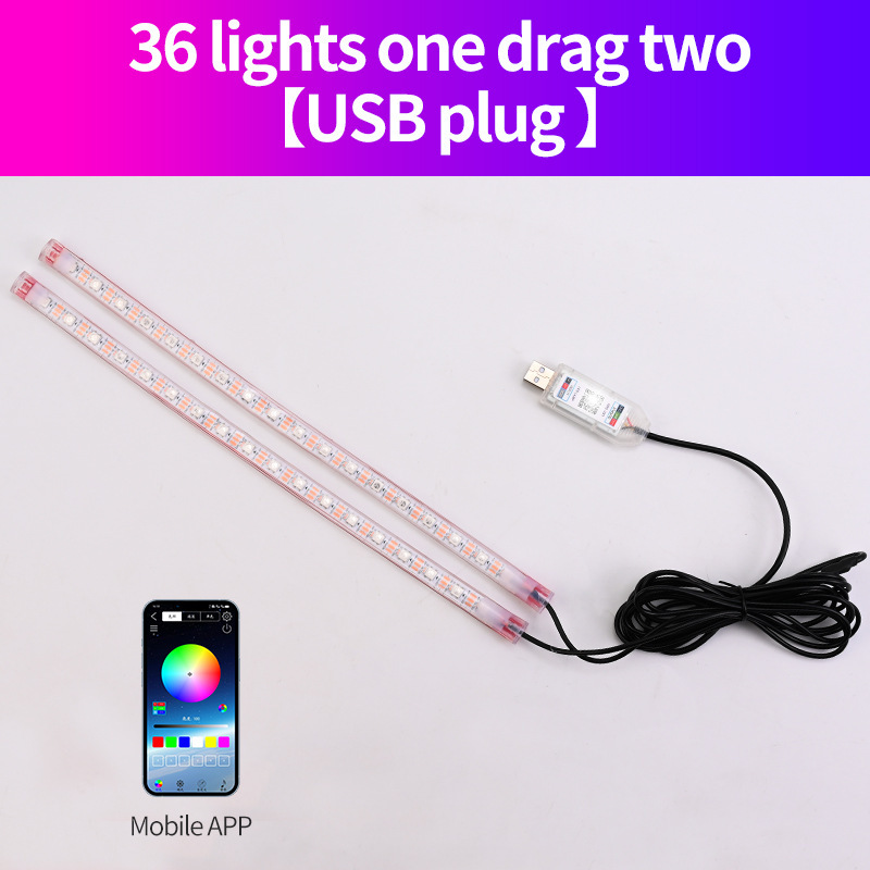 Coche USB Symphony luz ambiental para pies tira de luz decorativa LED de coche luz de ritmo de música de control remoto