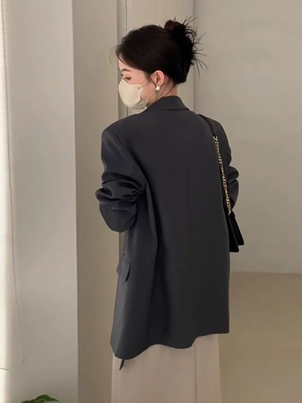 黑色小西装外套女炸街职业春秋2025新款韩系设计感小个子百搭西服|undefined