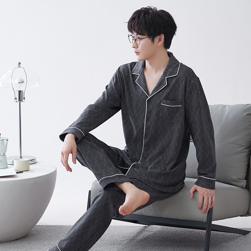 Pijamas de hombre primavera y otoño de algodón puro 2023 nuevos hombres de manga larga resistente ropa para el hogar Otoño e Invierno