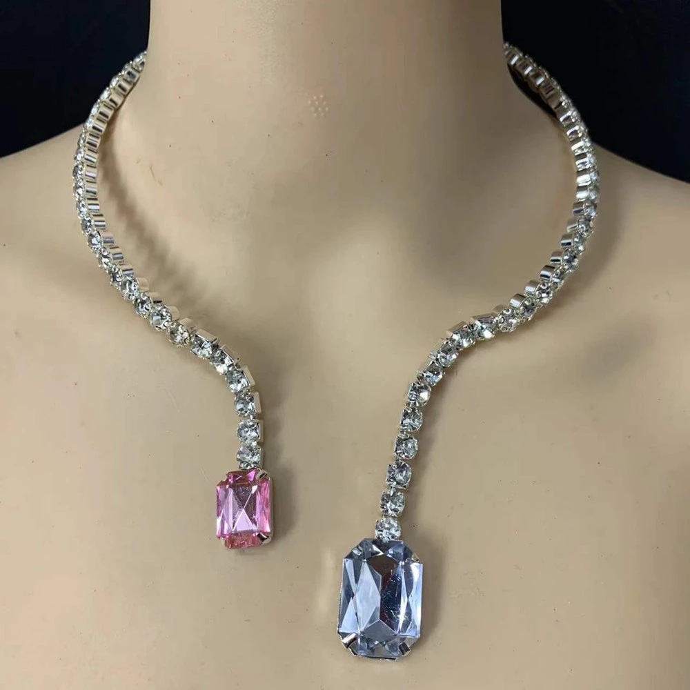 AliExpress color caliente collar de diamantes moda europea y americana sexy diamante completo reina banquete clavícula cadena Accesorios