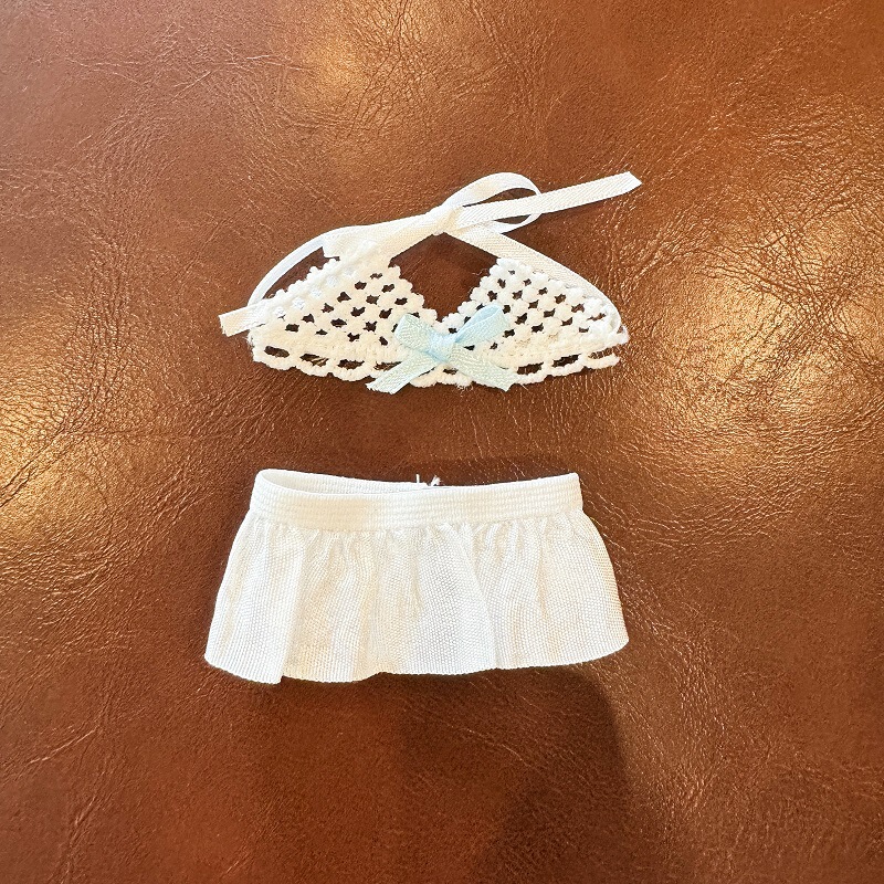 10cm Doll Clothes Mini White Swimsuit Set Wholesale Duffy Cotton Doll Dress up Swimsuit Little Skirt