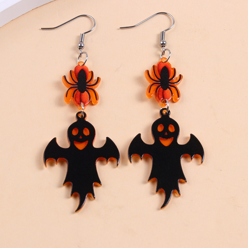 ヨーロッパとアメリカのハロウィンシリーズアクリルイヤリングカラフルなゴーストカボチャ漫画クモパーソナライズされたイヤリング女性用イヤリング|undefined