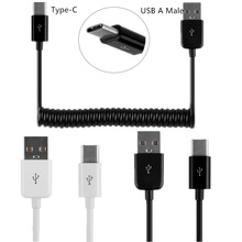 适用于乐视新款手机弹簧线伸缩线usb  type-c数据线 对USB 2.0公