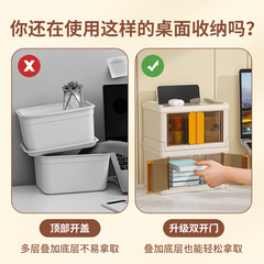 Cosmetic accessories sundries desktop storage box transparent plastic lidded office pill box stationery storage box