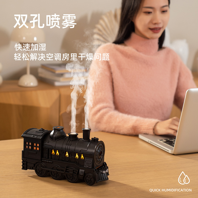 新製品 電車型おもちゃ 超音波式空気加湿器 サークル吐き出し ブルーライト 家庭用寝室 クリエイティブ エッセンシャルオイルアロマディフューザー|undefined