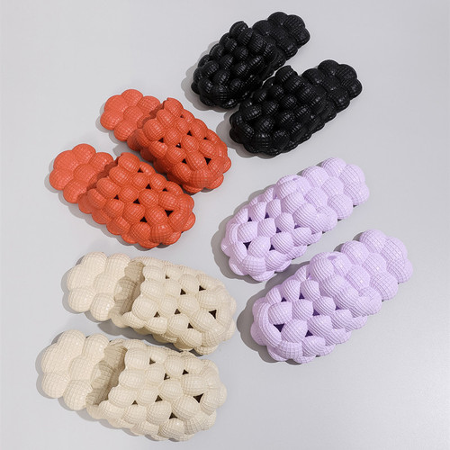 Summer Slides for Women, Outdoor Wear, Anti-Slip Thick Sole Bathroom Indoor Couple EVA Household Crocs-Feel Slippers for Dropshipping