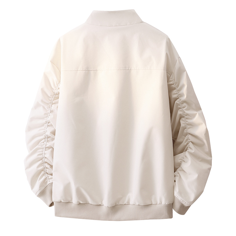 Otoño y invierno nuevo color sólido con solapa locomotora chaqueta de cuero marca de moda masculina y femenina retro estilo americano suelto hip-hop chaqueta superior