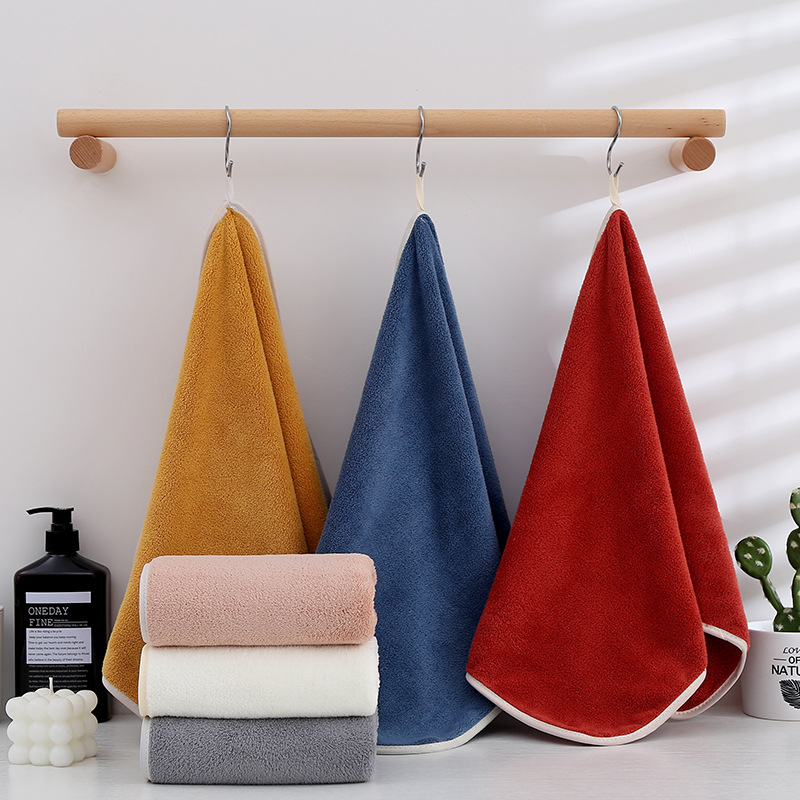 Coral velvet towel plain color thickened absorbent towel gift advertising towel wholesale customized logo one piece drop shipping