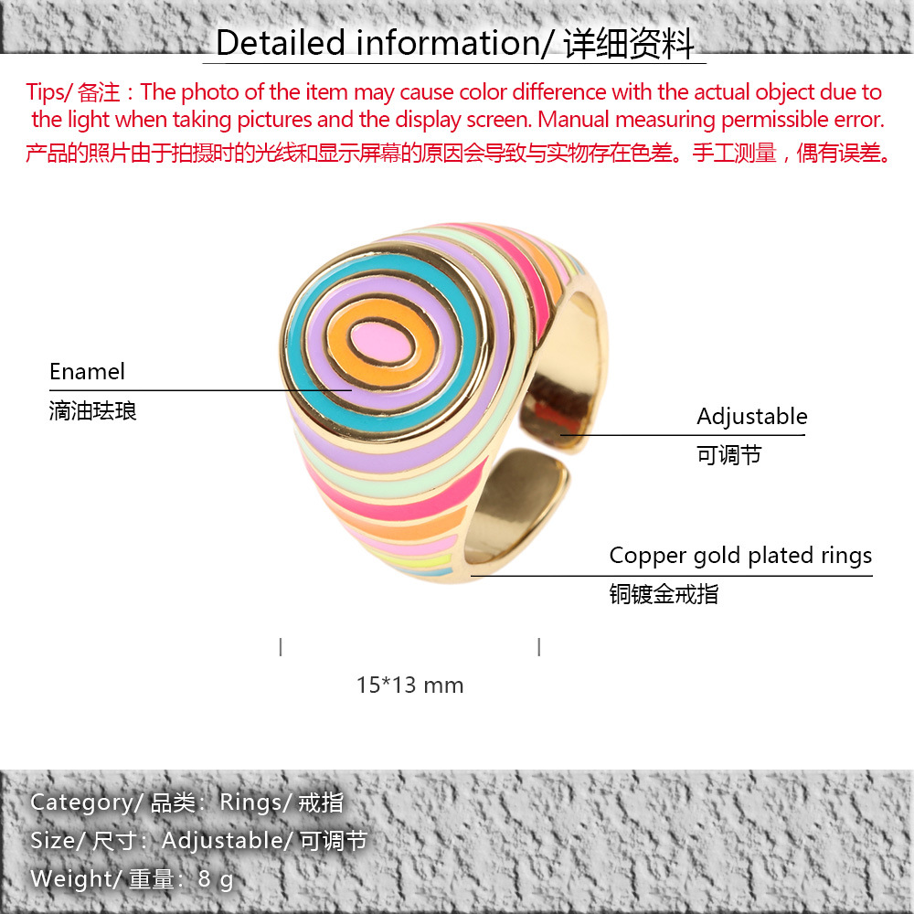 Candy Color Dripping Oil New Trendy Fashion Ring Personalized Decorative Ring Jewelry Wholesale display picture 20