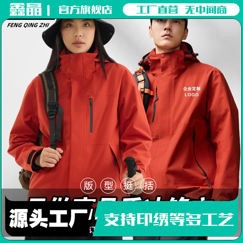Red high-end windbreaker, custom logo printing, autumn and winter workwear, custom-made outerwear, embroidered lettering, corporate uniform Red high-end windbreaker, custom logo printing, autumn and winter workwear, custom-made outerwear, embroidered lettering, corporate uniform