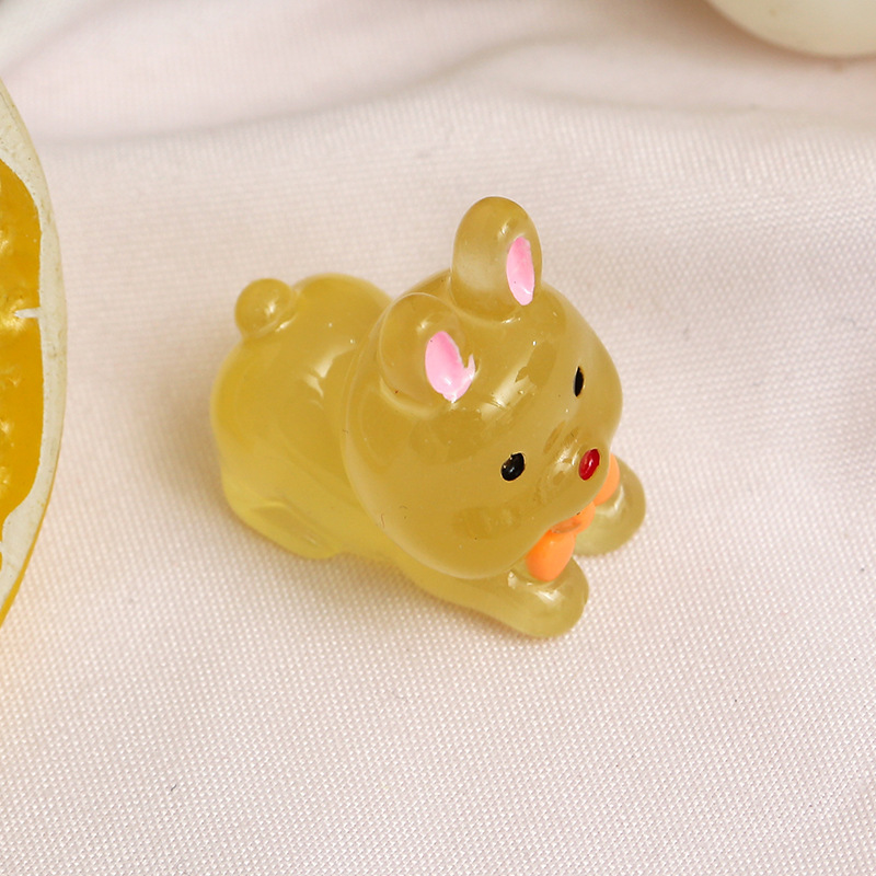 Nuevo luminoso tridimensional conejito diy crema pegamento accesorios hechos a mano accesorios de resina hielo transparente luminoso conejo al por mayor