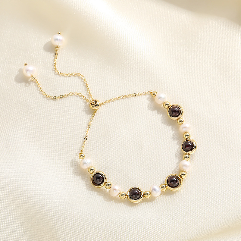 Badu Bracelet Women's Light Luxury Niche Exquisite Bestie Bracelet Simple Bracelet Freshwater Pearl Garnet Bracelet