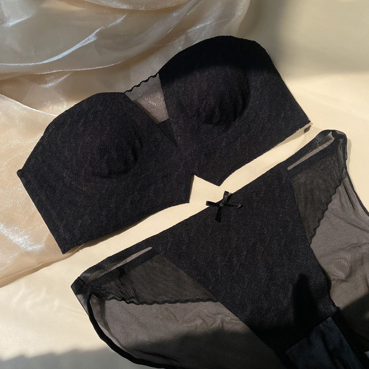 Cristal de encaje francés ropa interior las mujeres ligero cómodo transpirable sexy Correa hombro sujetador traje 6855