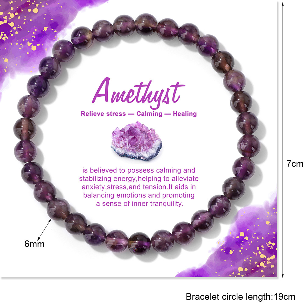 天然石ブレスレット弾力ロープビーズ6mm青松石紫水晶黄水晶帯カードセット手串卸売り