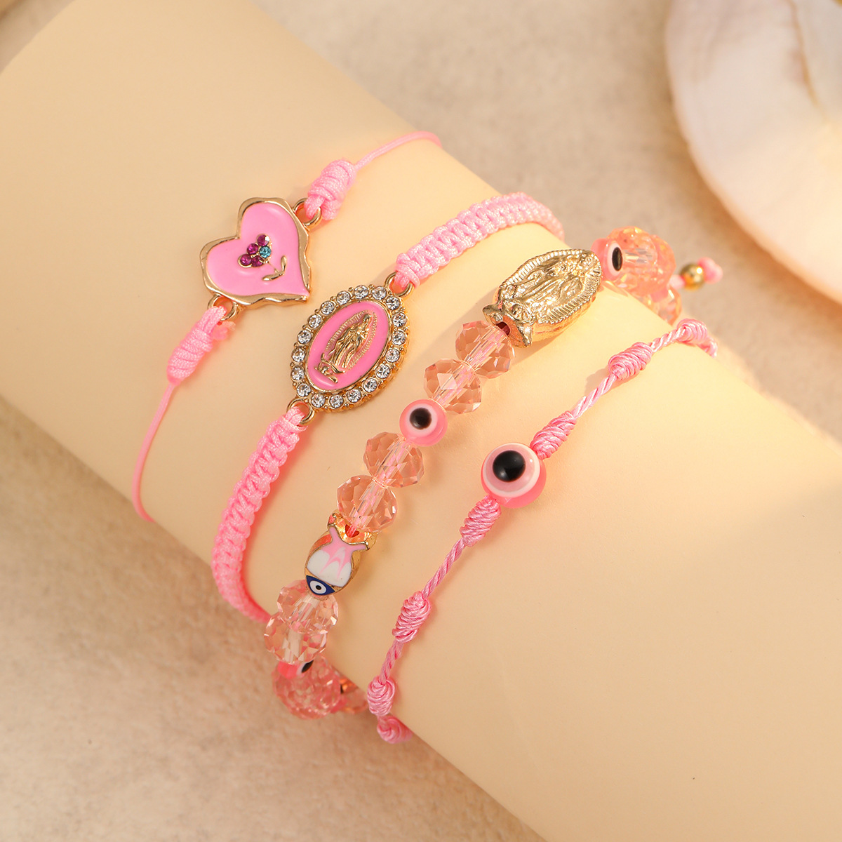 Vintage armband set med jungfru maria och öga 4 delar_voghion.com