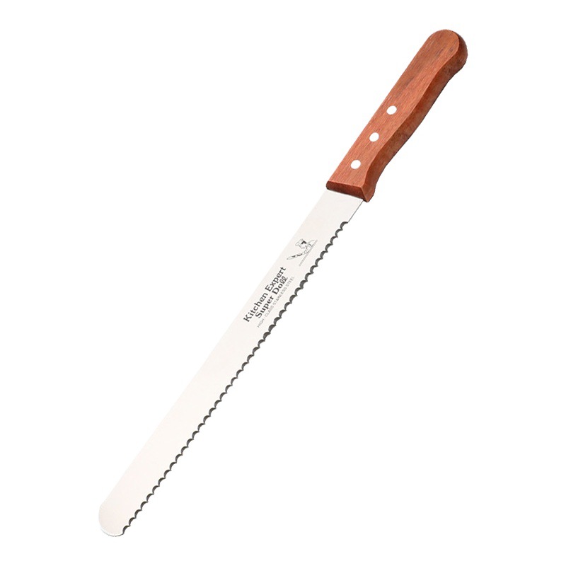 Punto transfronterizo Cuchillo de pan de acero inoxidable Cuchillo de pastel con mango de madera Herramientas para hornear 8 pulgadas 10 pulgadas 12 pulgadas Cuchillo dentado de 14 pulgadas