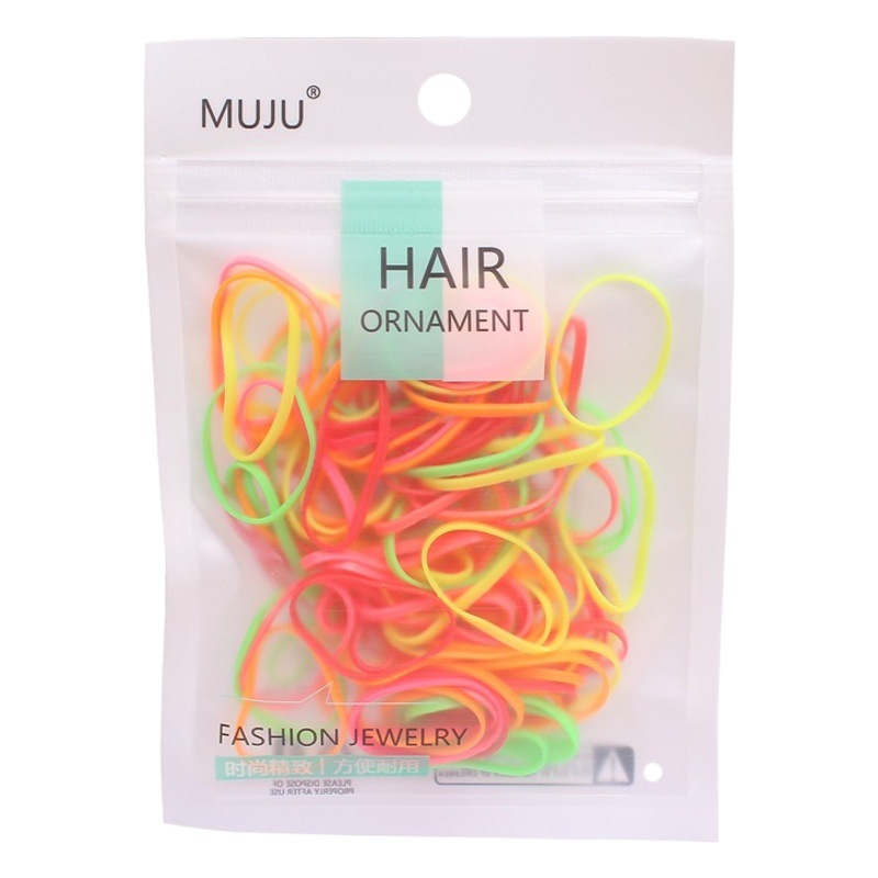 Chain Shangchao Hair Accessories Japanese and Korean Kidsren's Disposable Rubber Bands 100 Bags with Strong Pull and Continuous Barcode Hair Ties