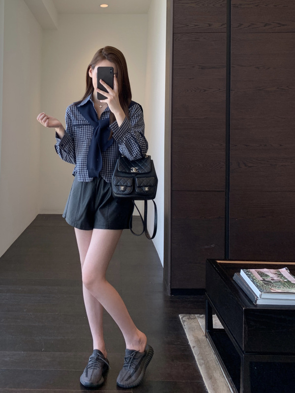 设计感小众 披肩衬衫两件套格子衬衫外套女上衣25早秋新款G090802|undefined