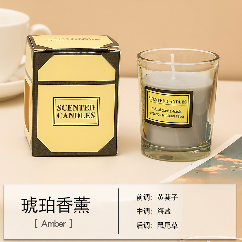 Vela aromática de cera vegetal hecha a mano en vaso de vidrio, regalo creativo para dropshipping transfronterizo, adorno para el hogar.