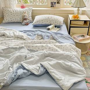 2025 New Kapok Wrinkled Yarn Simple Summer Quilt Four-Piece Set