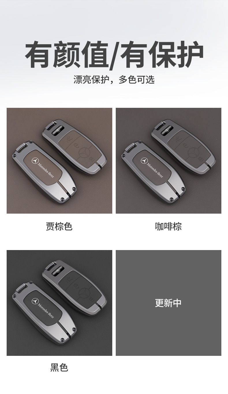 Applicable Mercedes-Benz key case New E-Class C- class E300 bag e200 metal shell C260 buckle A200 Car S-Class GLC300L