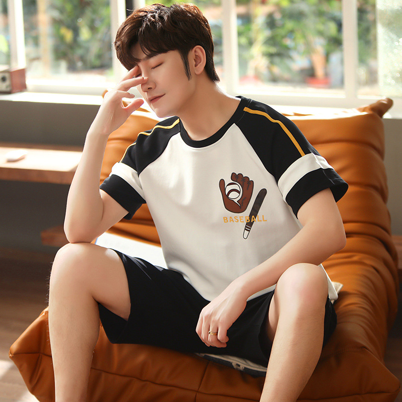 2022 verano nuevos hombres pijamas pantalones cortos de algodón de manga corta jersey de dos piezas ropa de abrigo casual de algodón ropa de casa