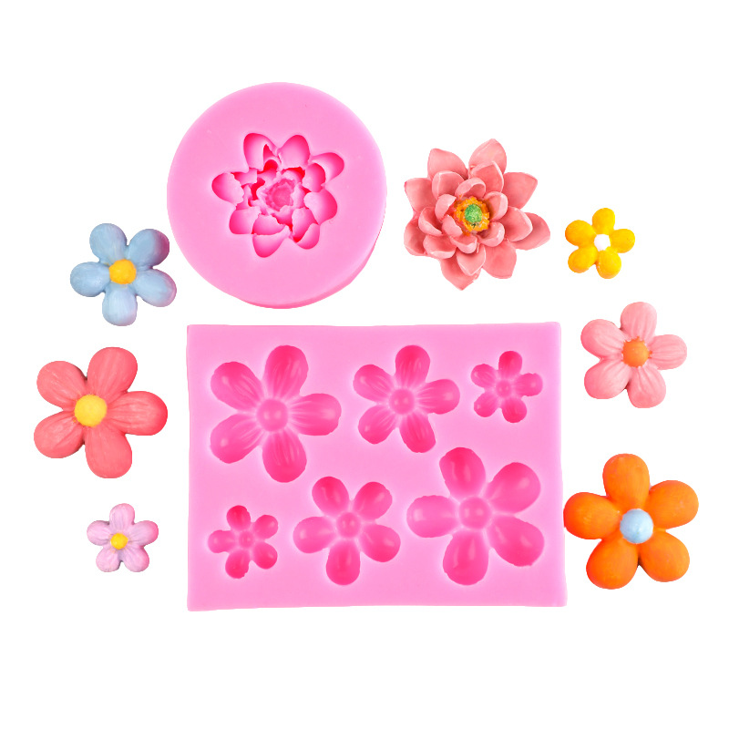 Die hecho a mano flor de loto molde de silicona fondant chocolate decoración de pastel pudín yeso epoxi molde de silicona