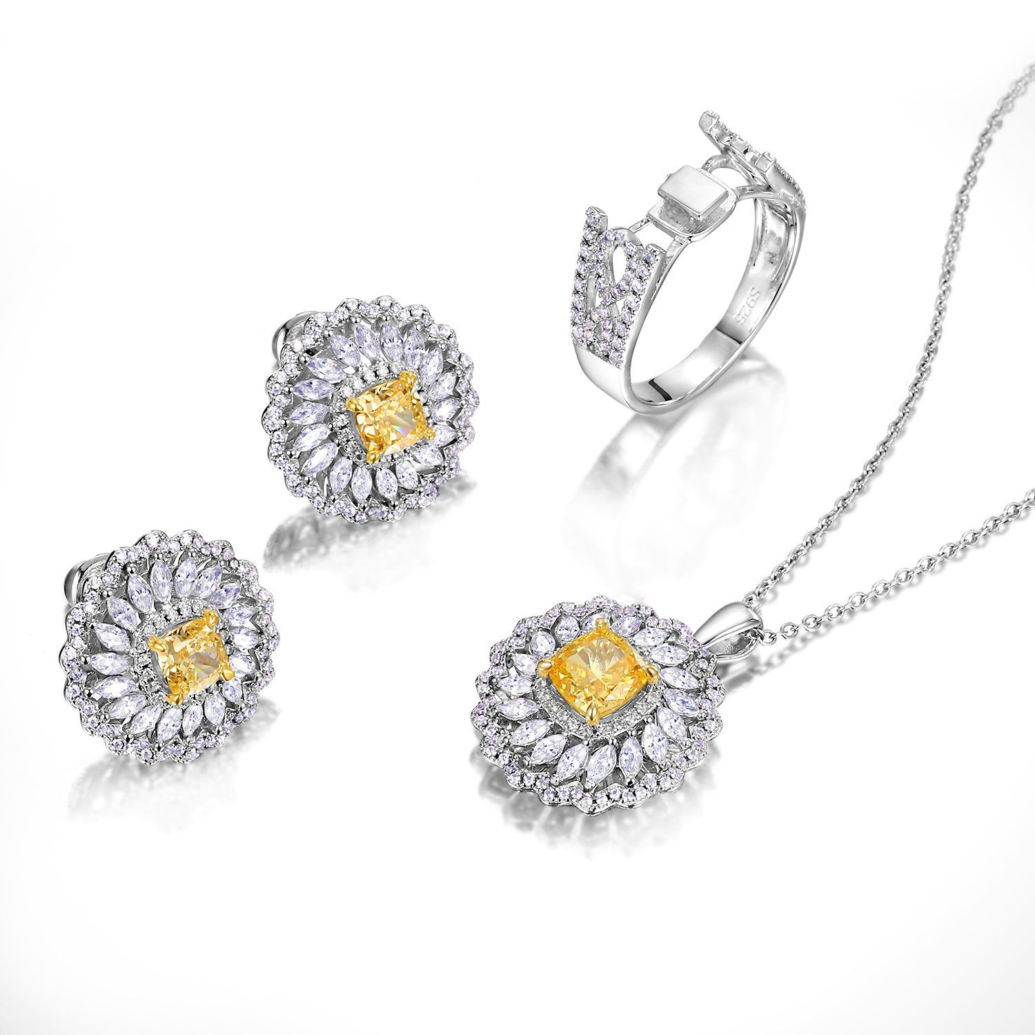 Wilsheng joyería Margarita de alto carbono pendientes de diamantes S925 plata diamante incrustado dulce fresco elegante pendientes de las mujeres del todo-fósforo