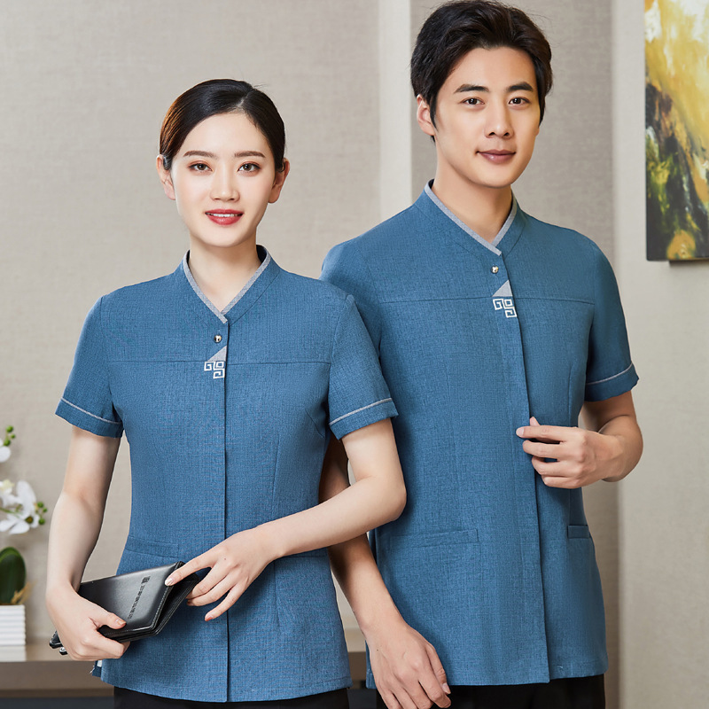 Hotel Room Cleaning Auntie Uniform Nursing Worker Fixture Short-sleeved Restaurant Cleaning Waiter Work Clothes Summer New