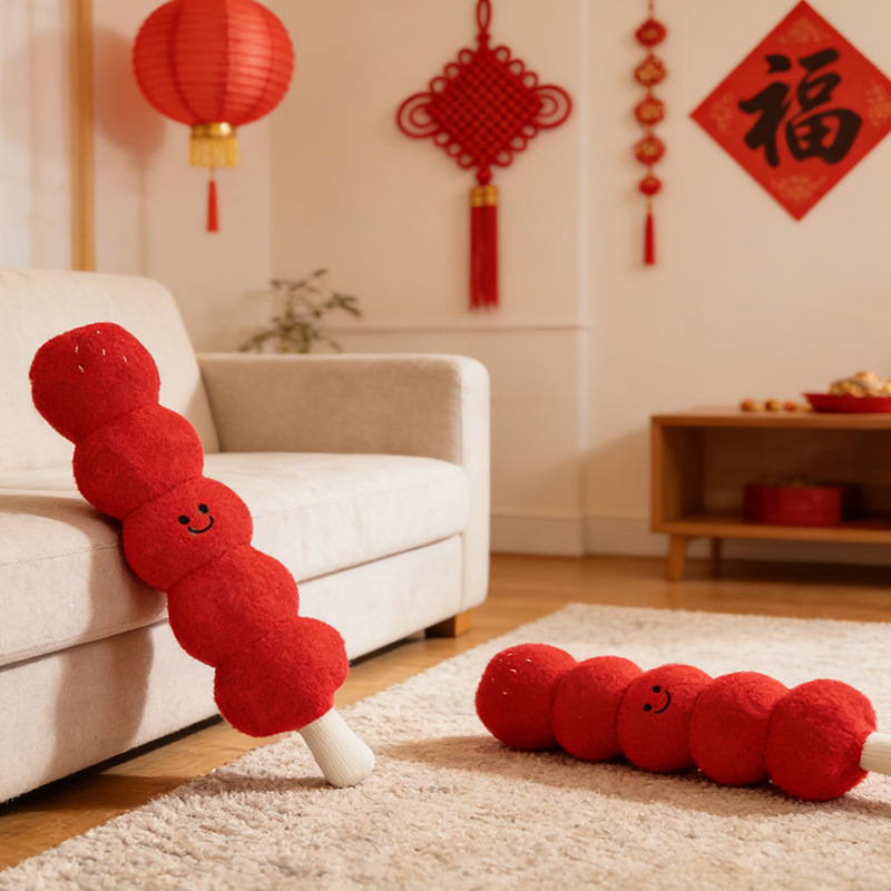 Chinese-style candied hawthorn plush pillow, home decor toy, living room sofa cushion, Children's Day gift wholesale