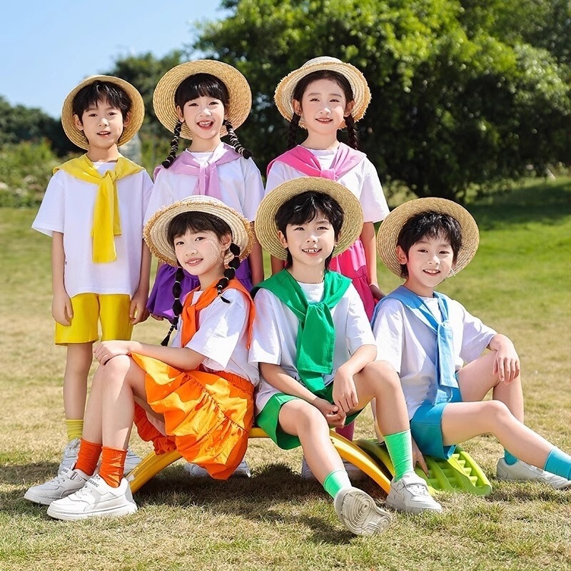 Let's Dance Together Children's Day Colorful Short-Sleeved Performance Do You Want to Dance? Sports Meeting Opening Ceremony Costume Playmate