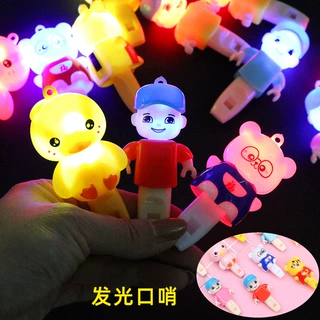 发光大小黄鸭口哨闪光哨子卡通电子闪灯小玩具节日口哨地推小礼品