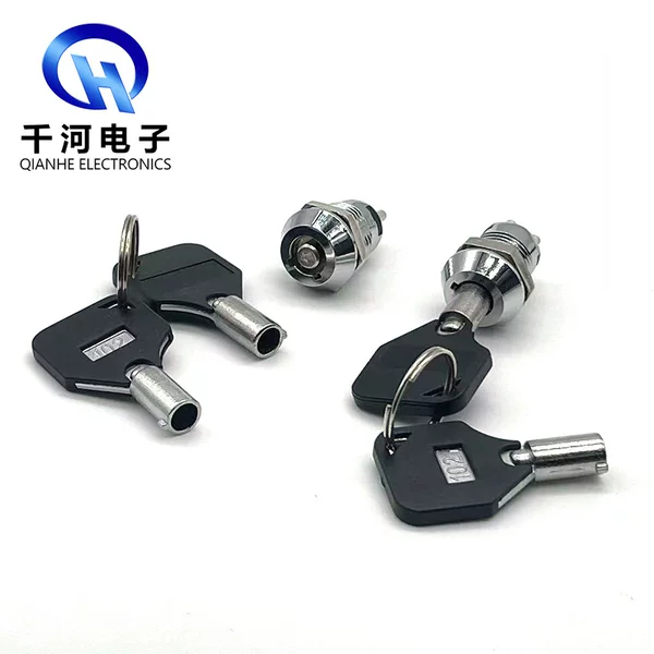 Single and Double Pull Key Switch 12mm with Key Metal Rotary Knob Switch Digital Key Switch Door Lock