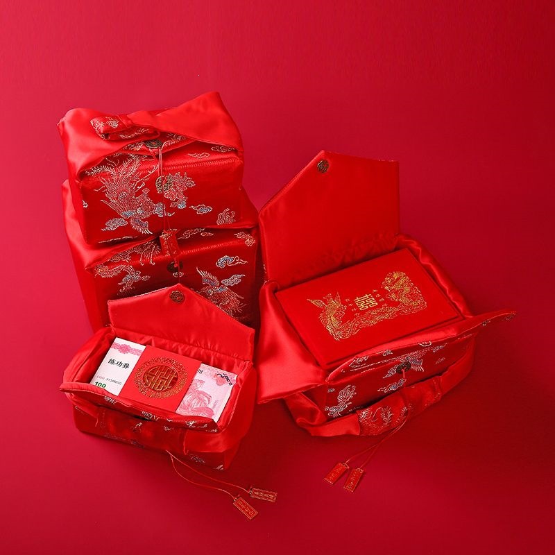 彩礼盒礼金包方形压箱钱盒子嫁妆包五金彩礼一体包厂家一件跨境