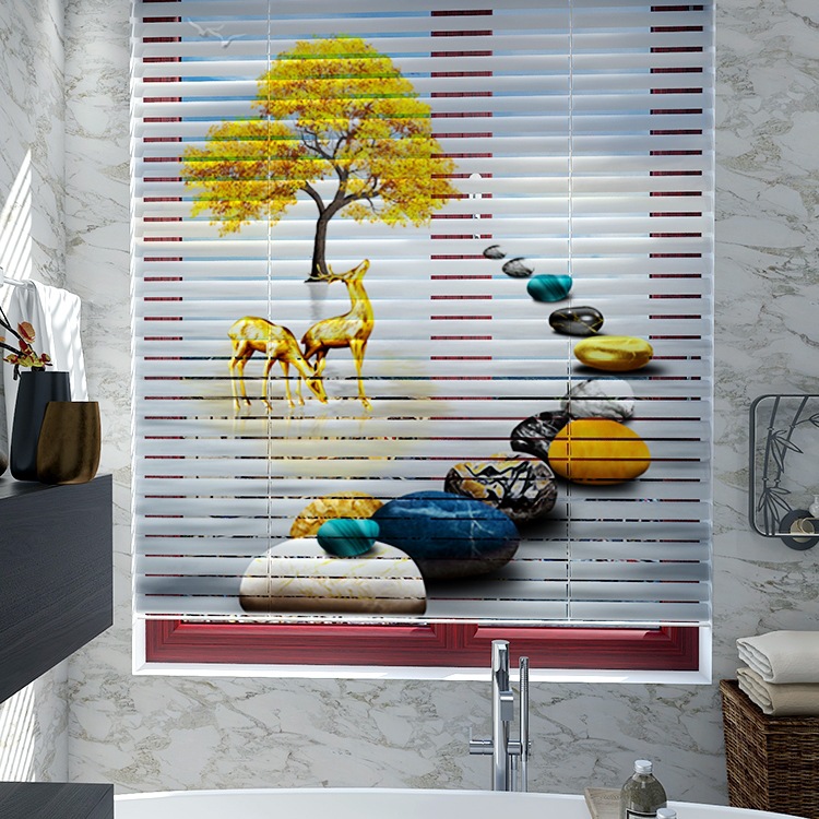 Aluminum Alloy Blinds Bathroom Toilet Bathroom Punch-Free Adjustable Roll-Pull Kitchen Roller Blinds Waterproof and Blackout