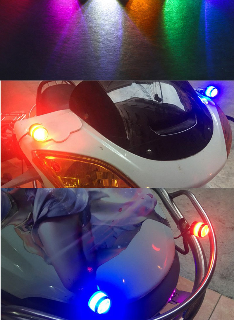 Cross-border direct supply motorcycle 23mm Eagle Eye light mirror light flash modified light 5630-3 colored light rearview mirror light shooting