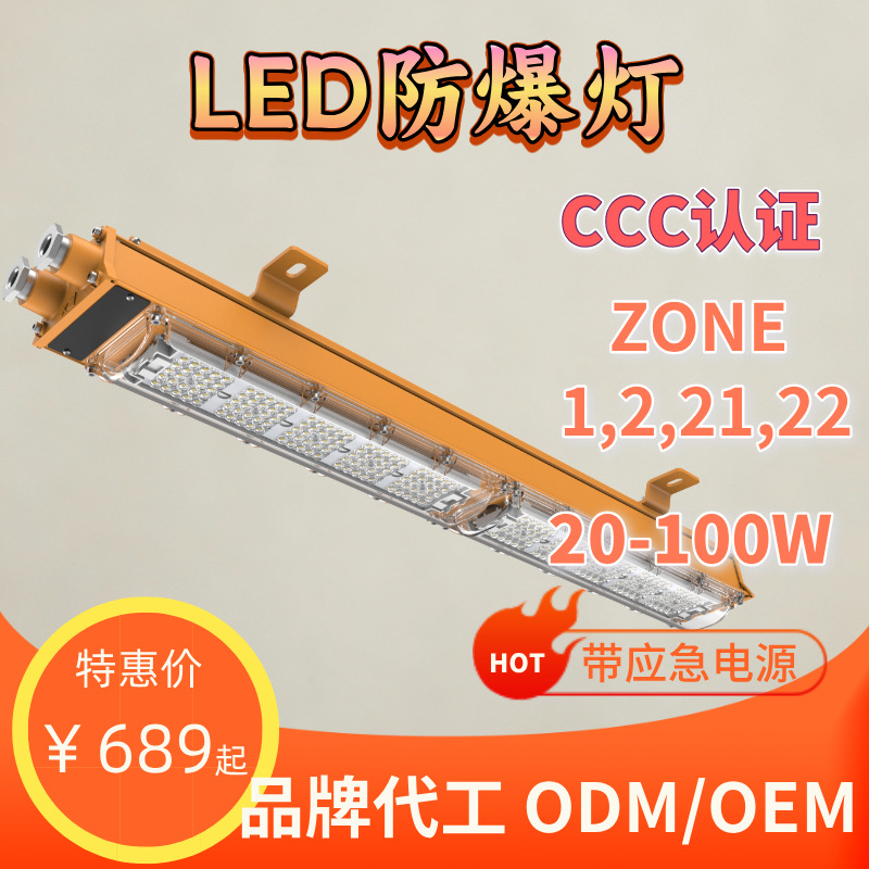 防爆LED支架灯 条形防爆灯LED灯免维护一区防爆灯具3C认证